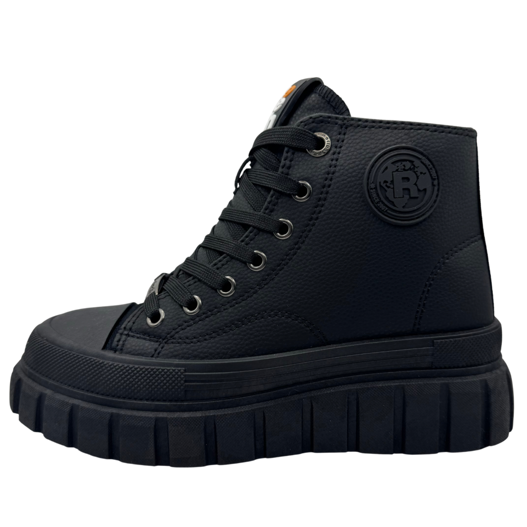 Refresh Black Platform Hi-Top Trainers