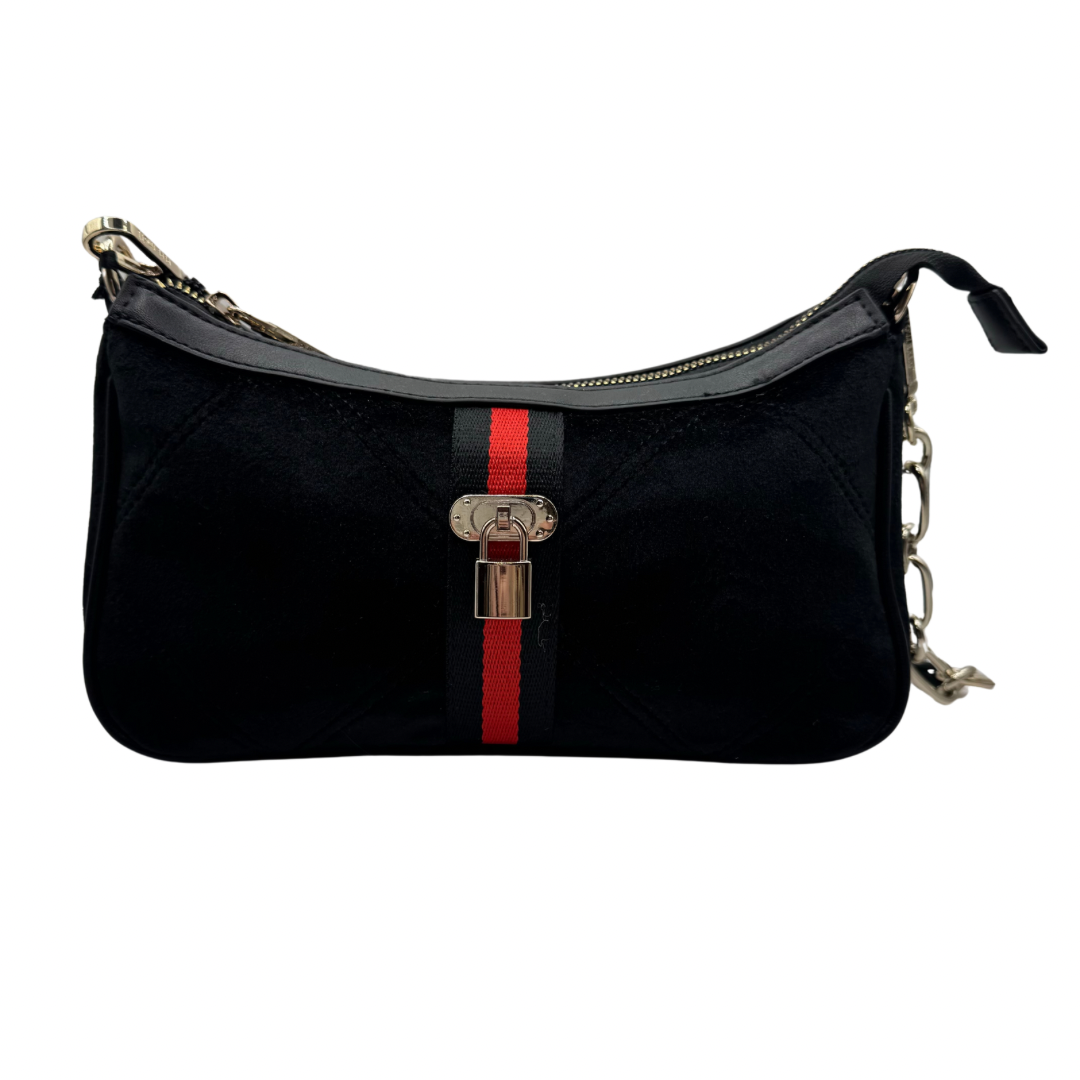 Pepe Moll Black Suede Recrangke Shoulder Bag