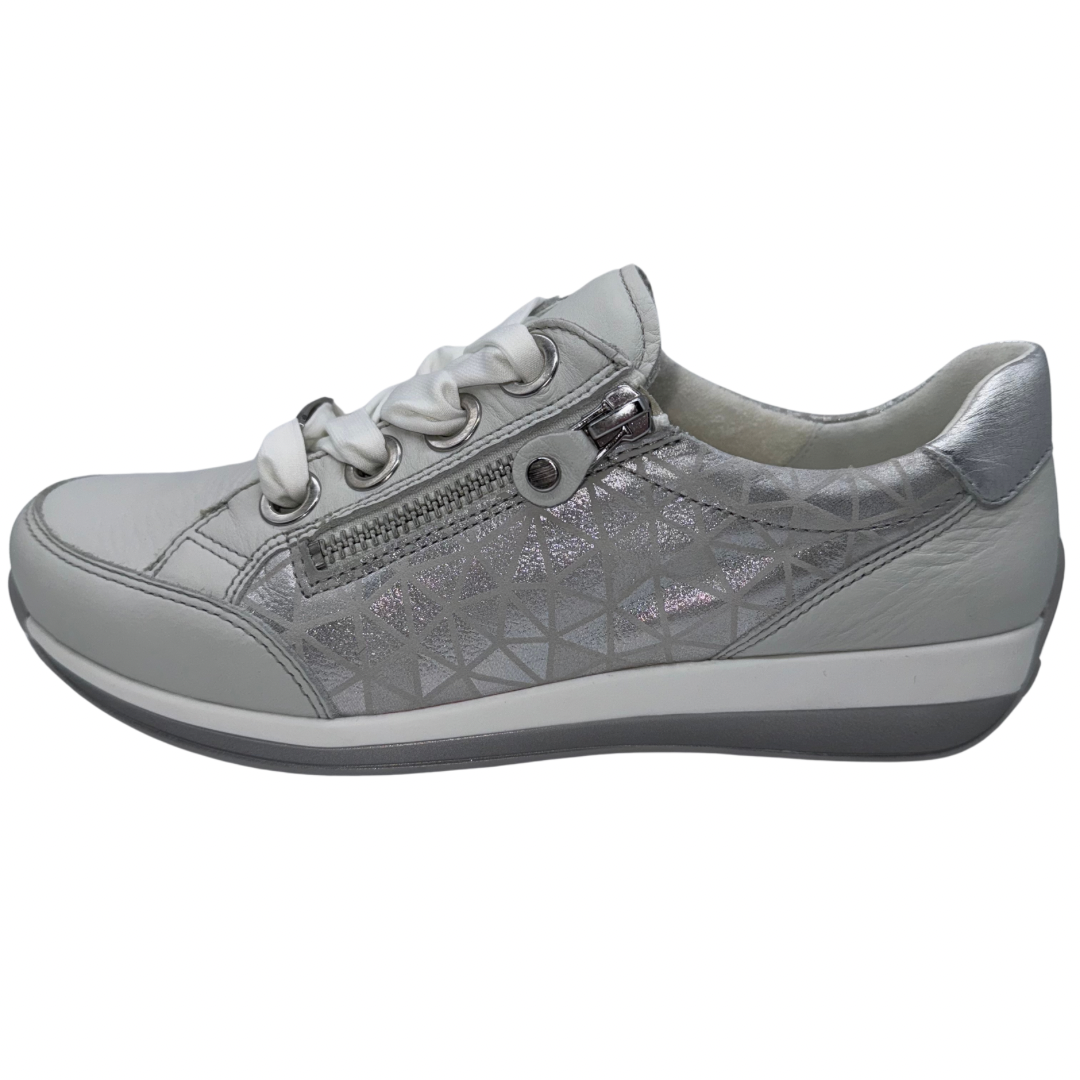 Ara White Trainers with Suede Shimmer Design
