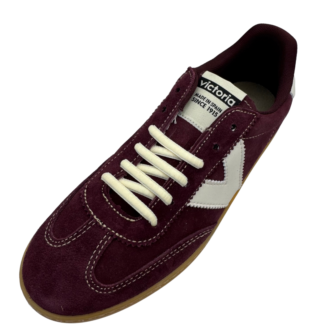 Victoria Burgundy &amp; White Trainers