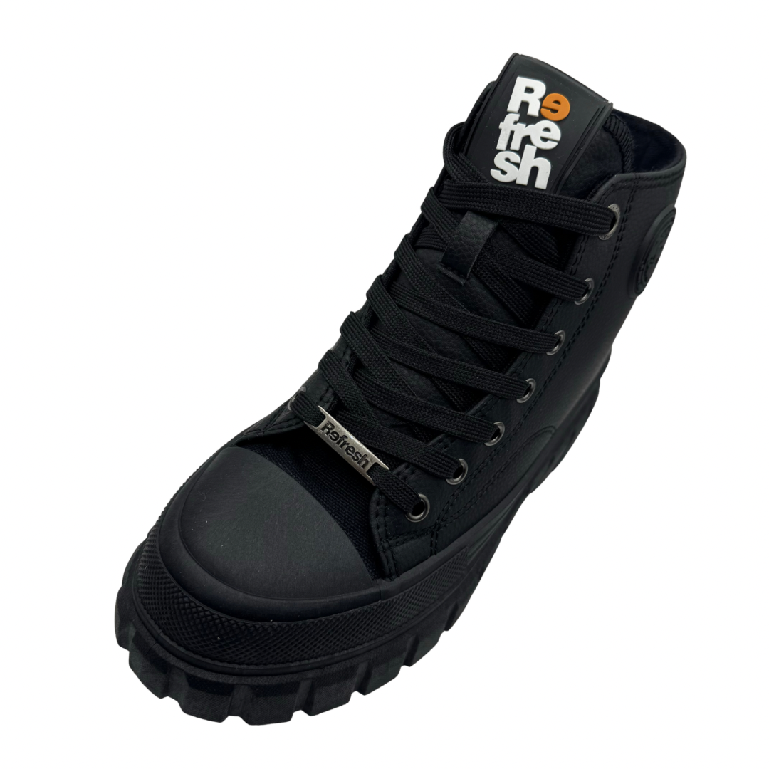Refresh Black Platform Hi-Top Trainers