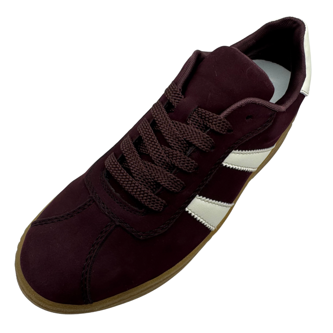 Rieker Burgundy &amp; Cream Platform Trainers
