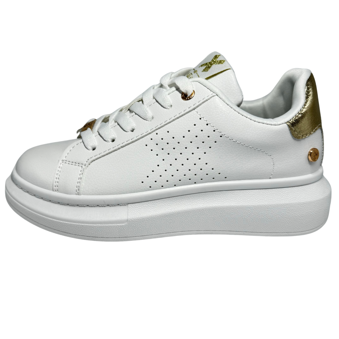 Xti White Perforated &#39;X&#39; Trainers