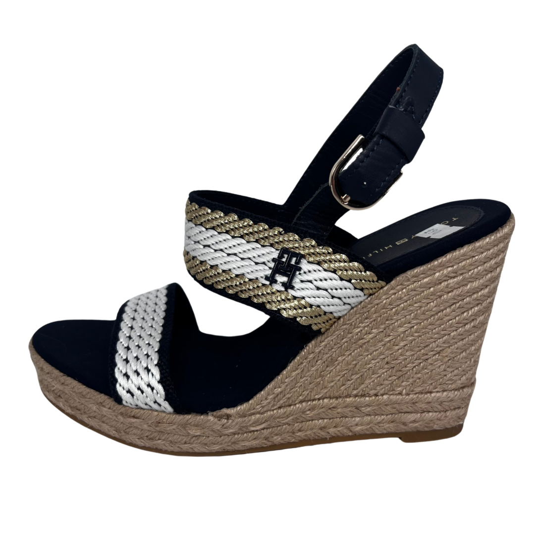 Tommy Hilfiger Navy and White Wedge Sandals