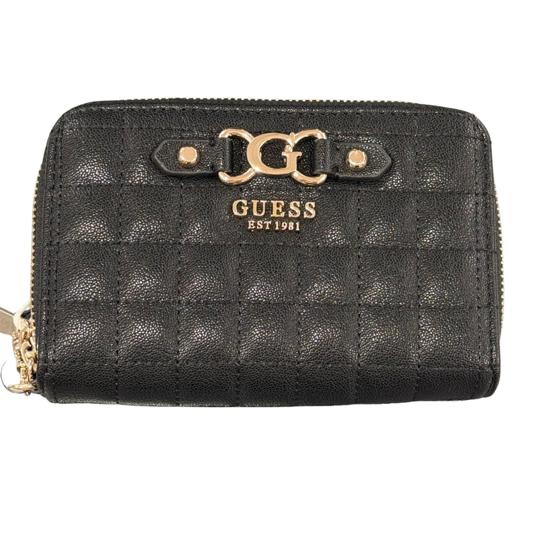 Guess Black Quilted Double Zip Small Purse