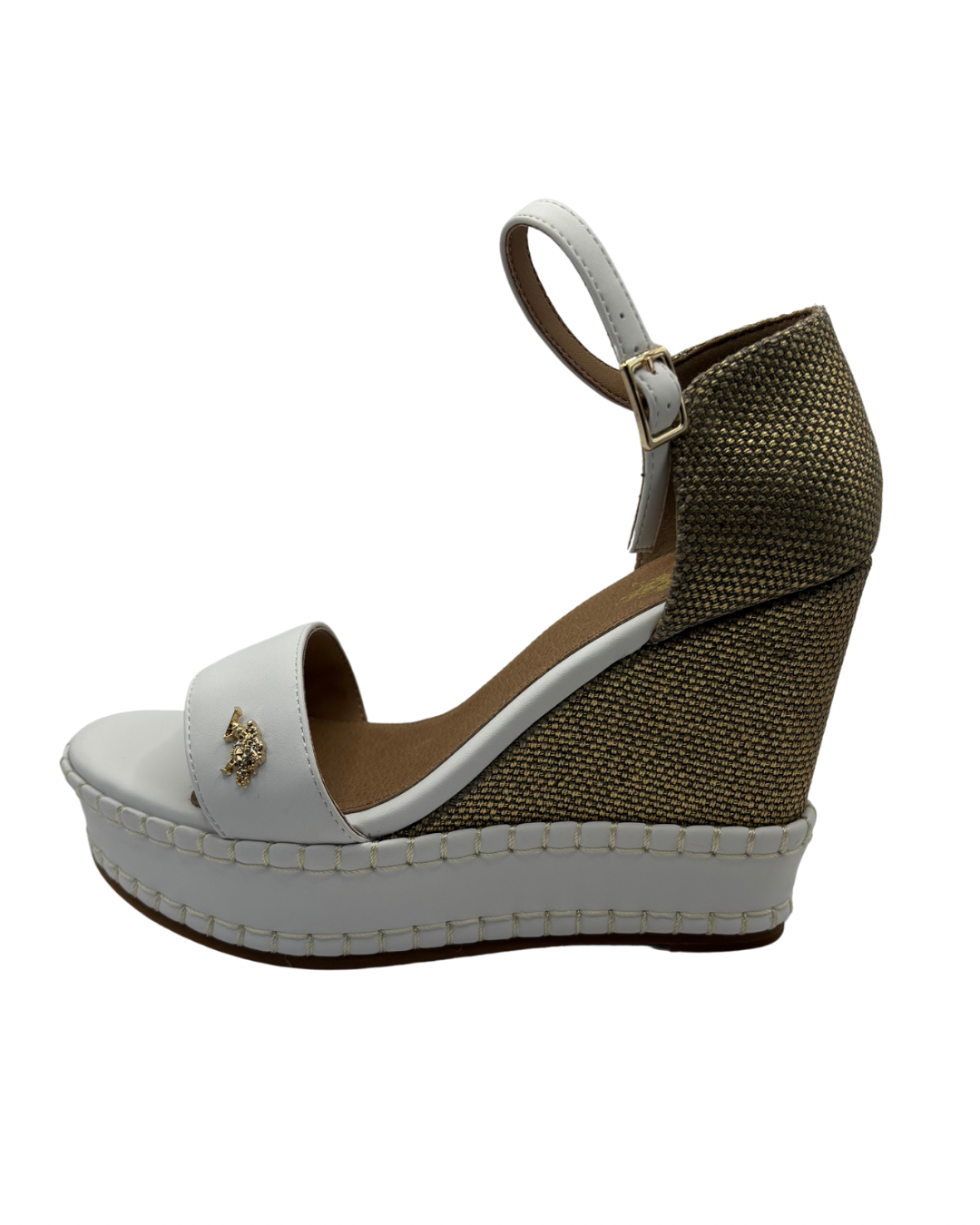 US Polo White Wedged Sandals