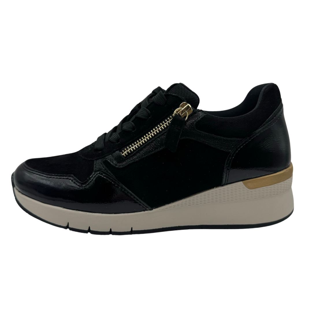 Gabor Black Suede &amp; Patent Trainers