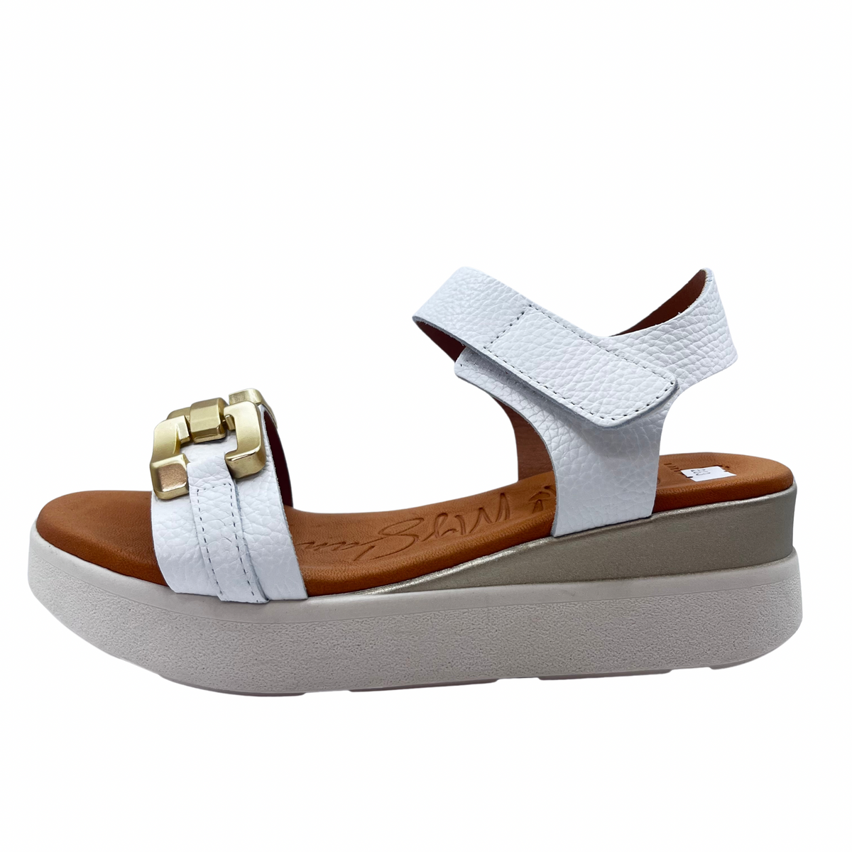 Oh My Sandals White Wedge Leather Sandal
