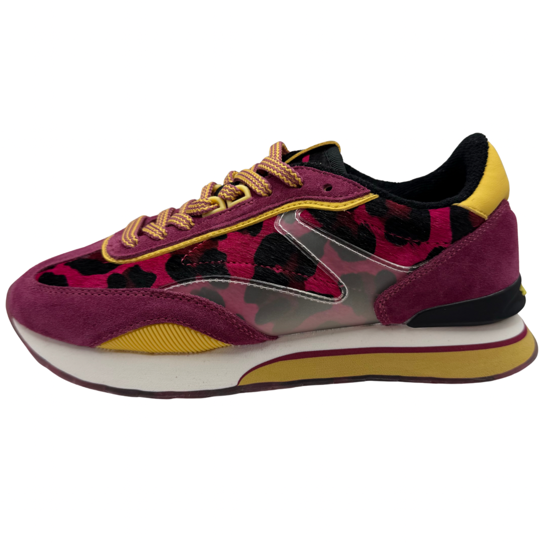 Hoff Pink Leopard Print Trainers with Yellow Detail