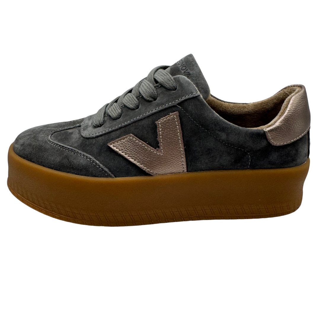Drilleys Grey &amp; Rose Gold Platform Trainers