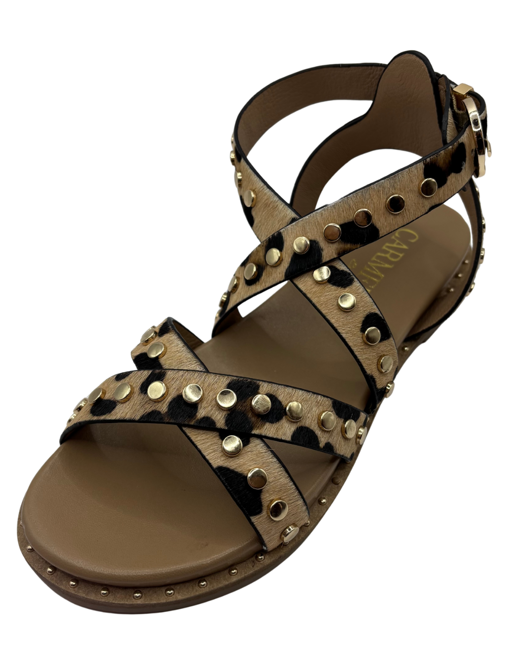 Carmela Leopard Print Cross Strap Sandal