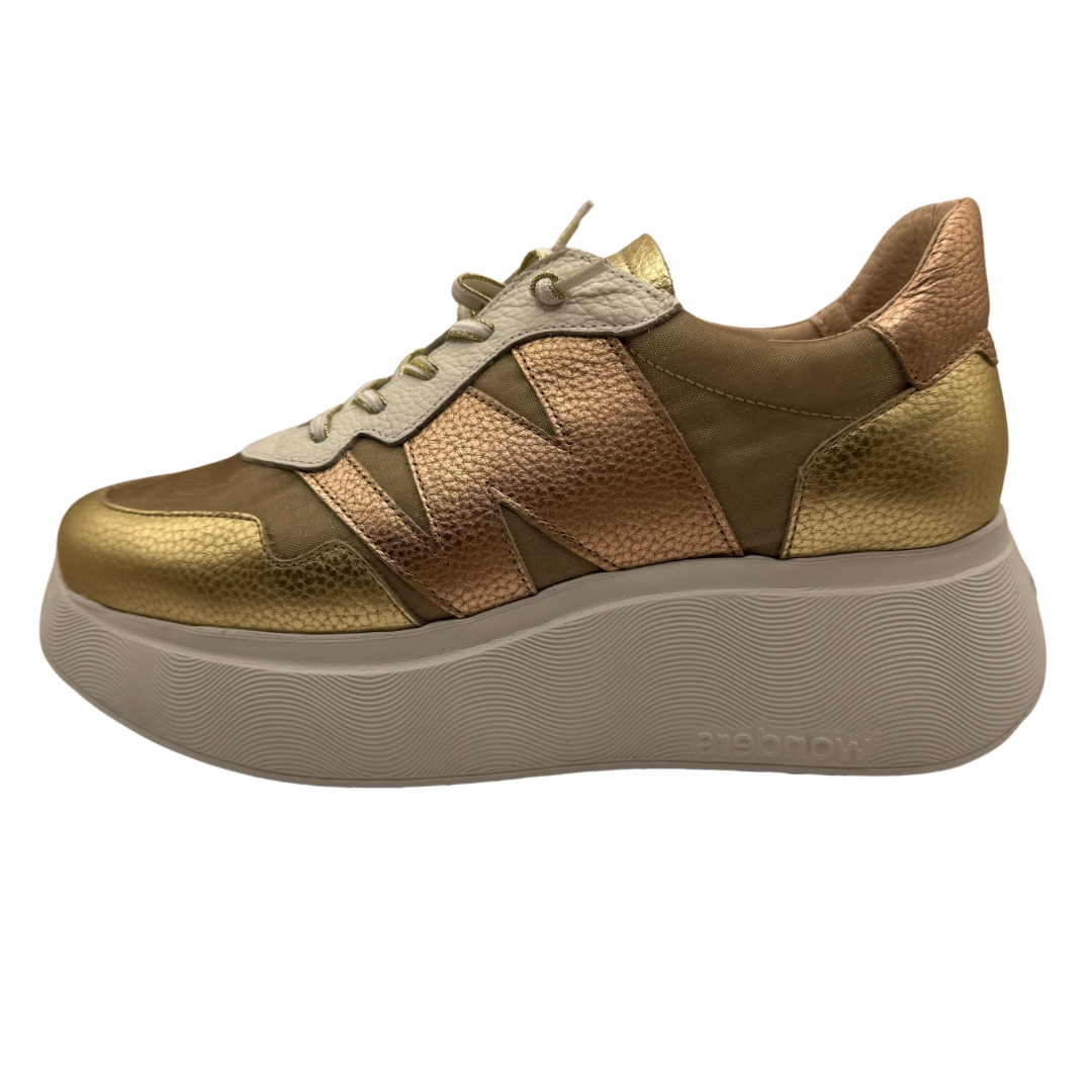 Wonders Beige, Gold &amp; Rose Gold Trainers