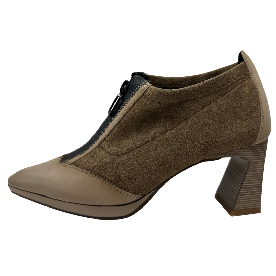 Hispanitas Beige Shoe Boots with Front Zip