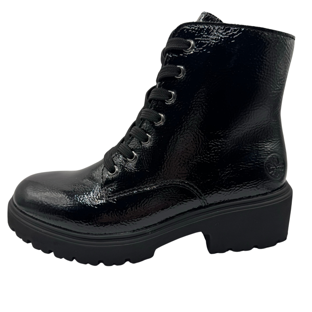 Rieker Black Patent Biker Boots