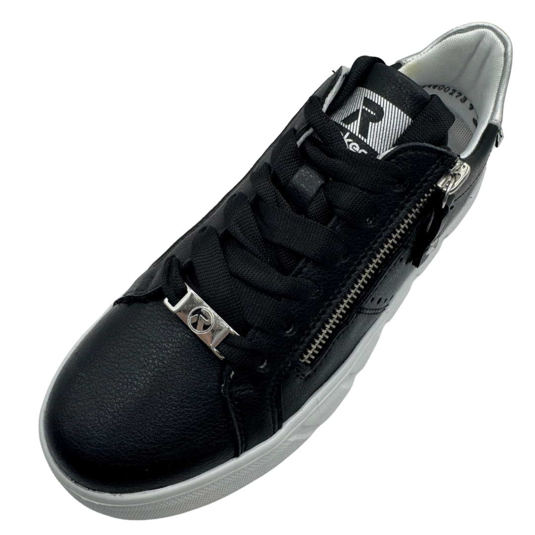 Rieker Black Platform Trainers with Side Zip