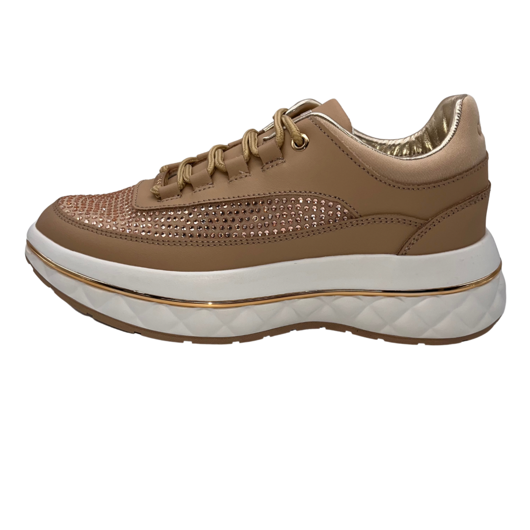 Guess Nude Trainers with Chunky Sole and Dimantes