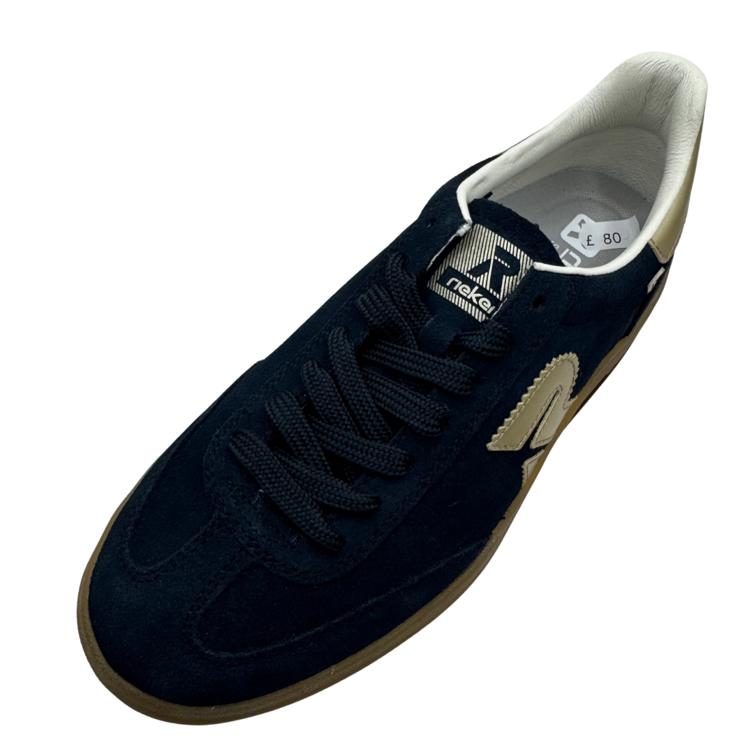 Rieker Navy Platform Trainers with Gold Detail
