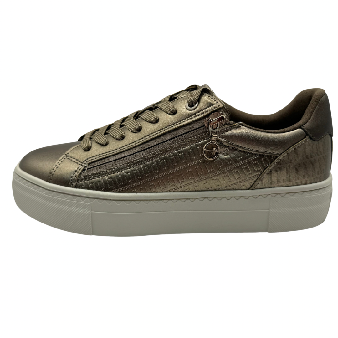 Tamaris Taupe Metallic Trainers