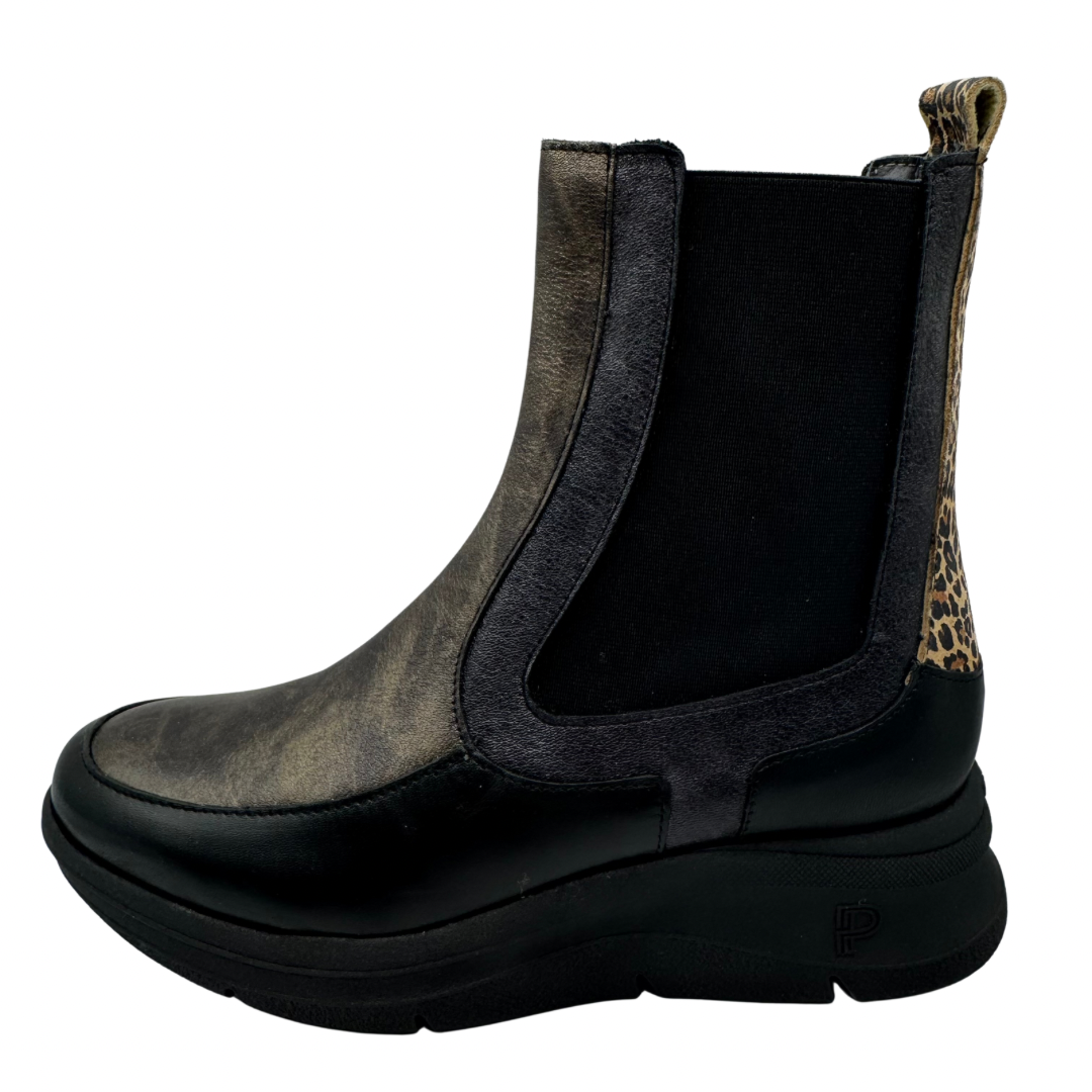 Pitillos Black, Bronze &amp; Leopard Print Boots