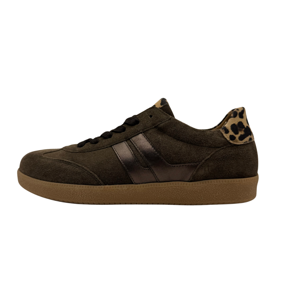 Gabor Brown Trainers with Leopard Print Detail
