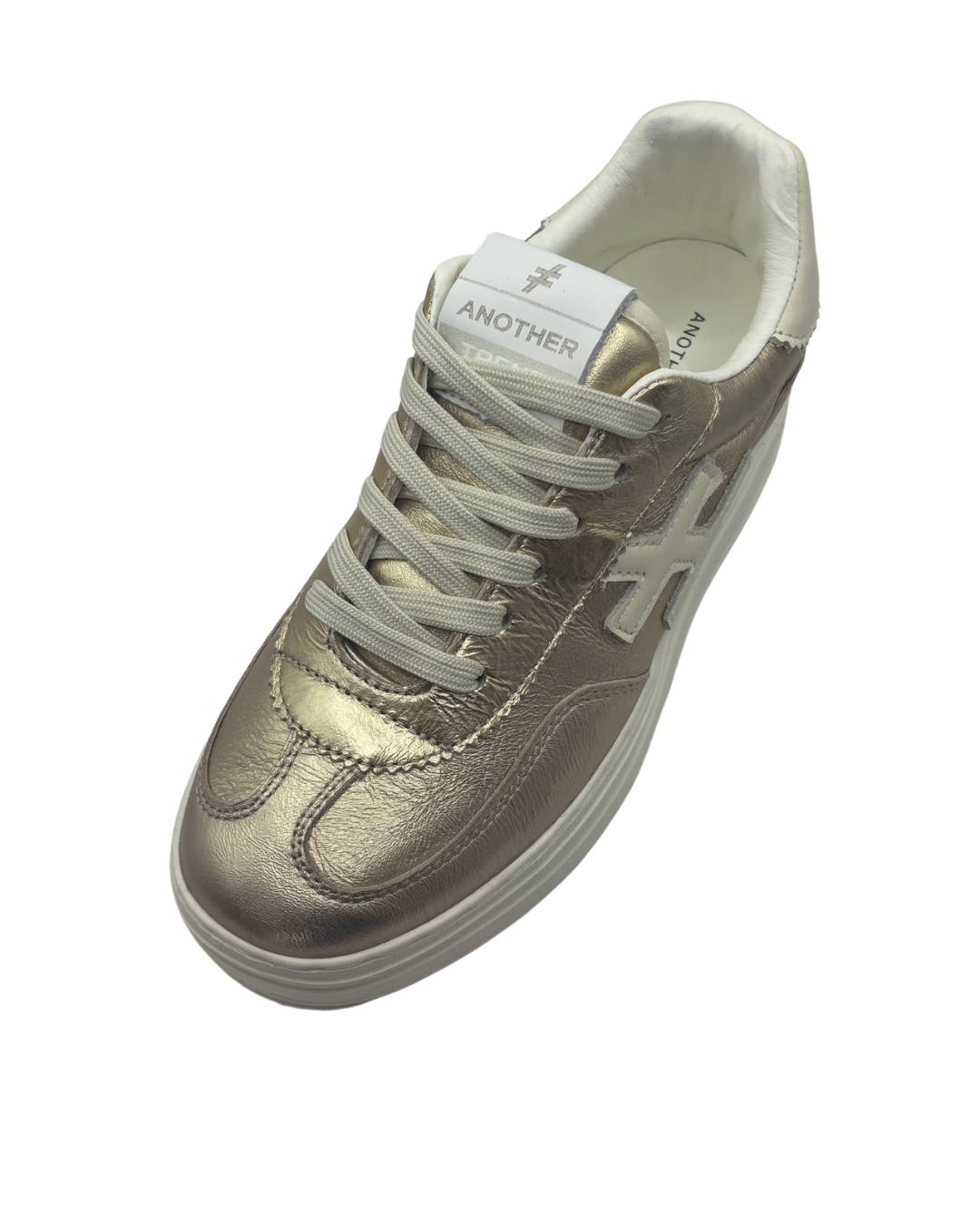 Another Trend Metallic Gold and White Platform Trainer