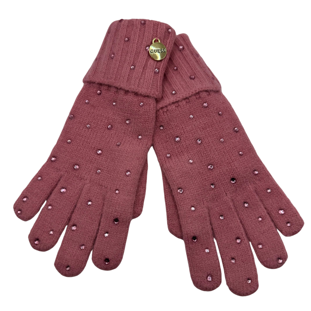 Guess Pink Diamanté Gloves