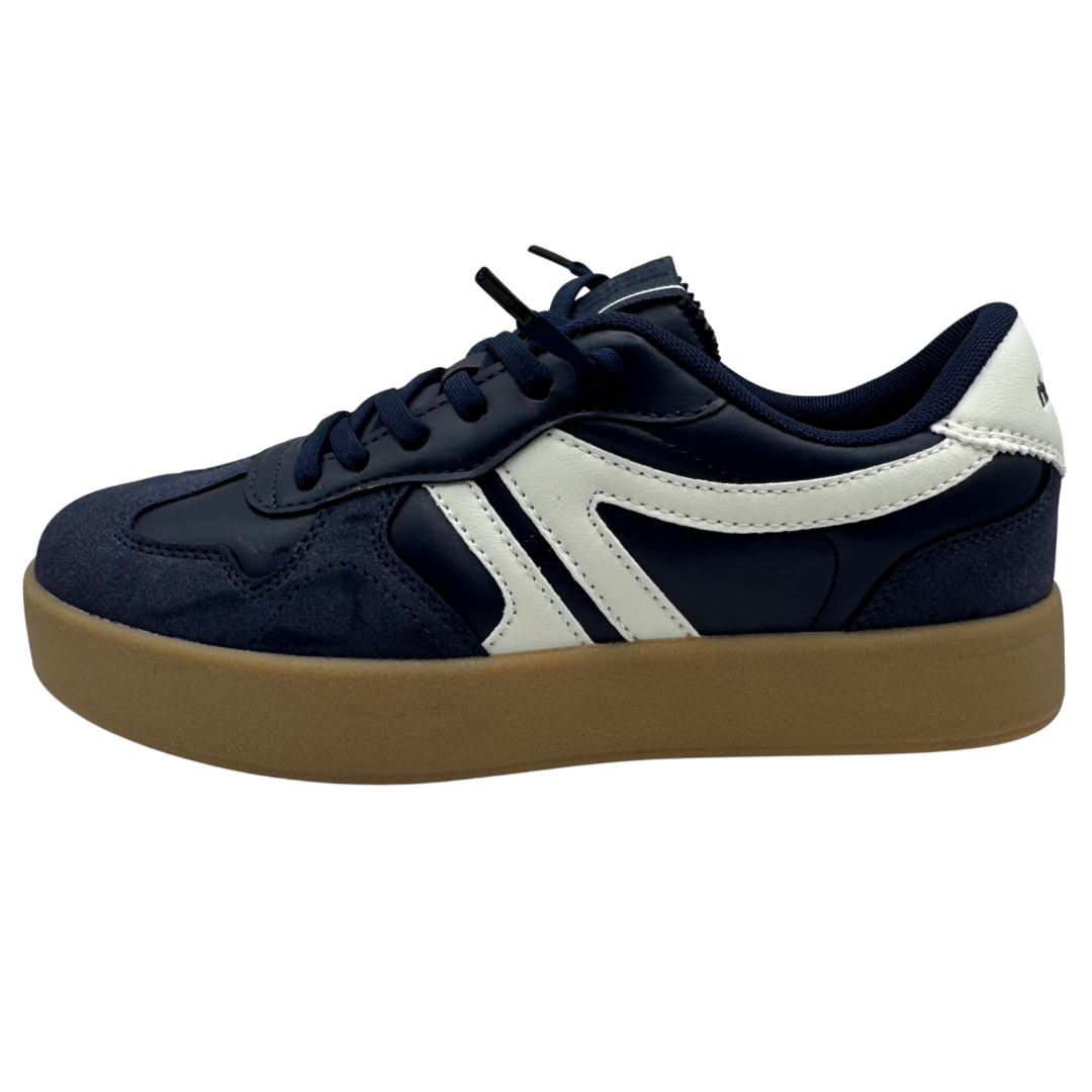 Refresh Navy Trainers with White Detail &amp; Elasticated Laces