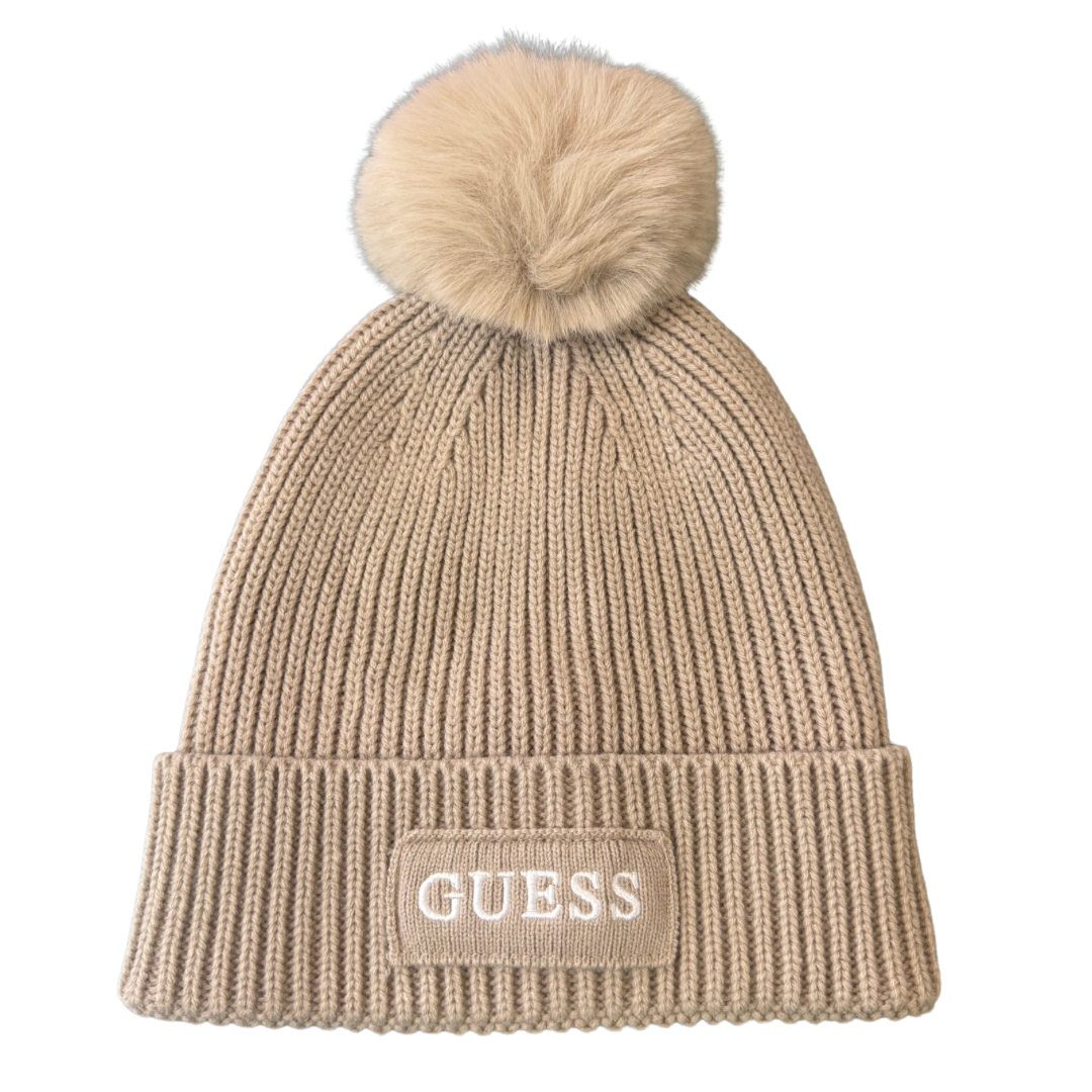 Guess Beige Bobble Hat