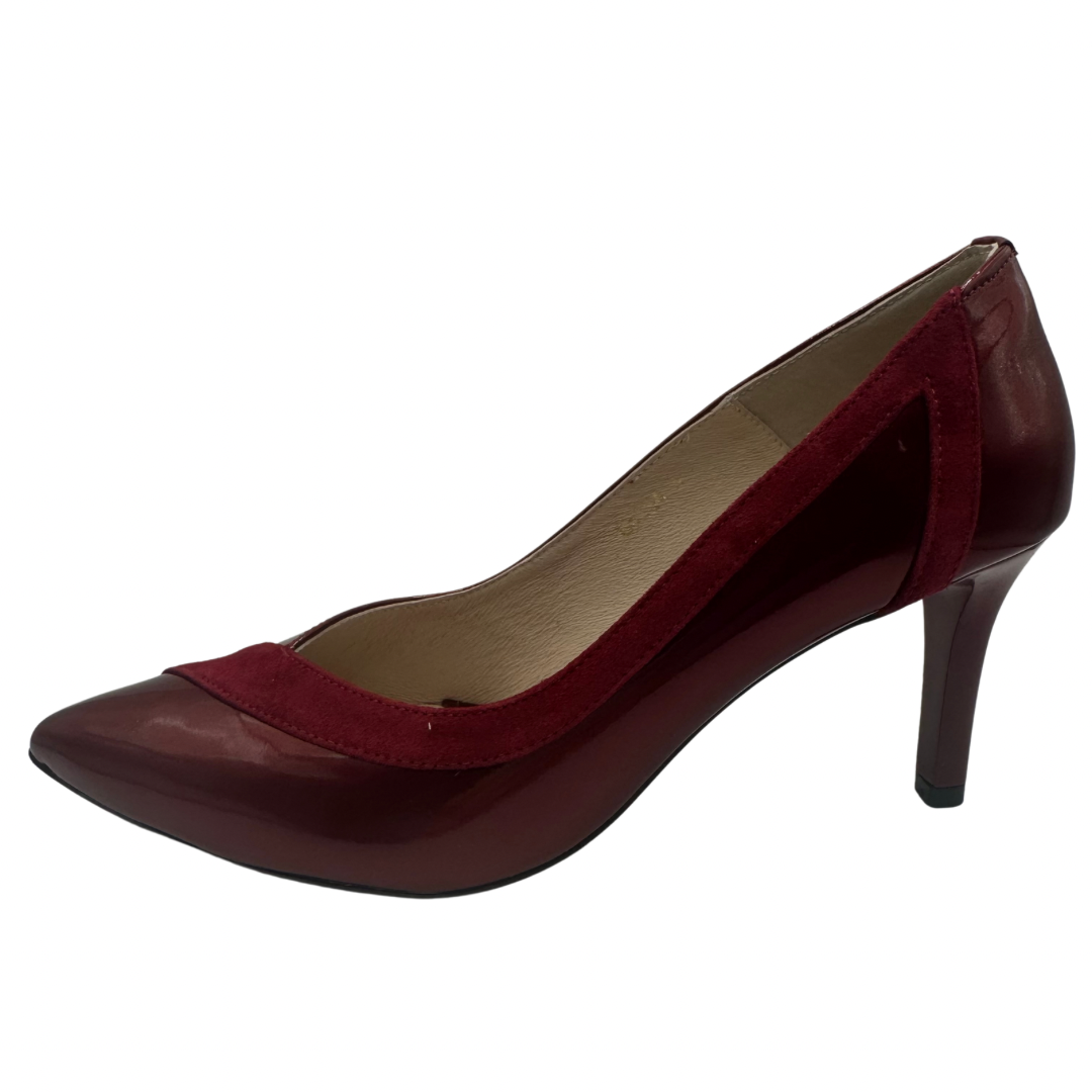 Emis Red Patent Heel with Suede Detail