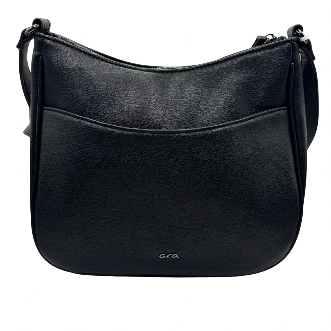 Ara All Black Rounded Crossbody Bag