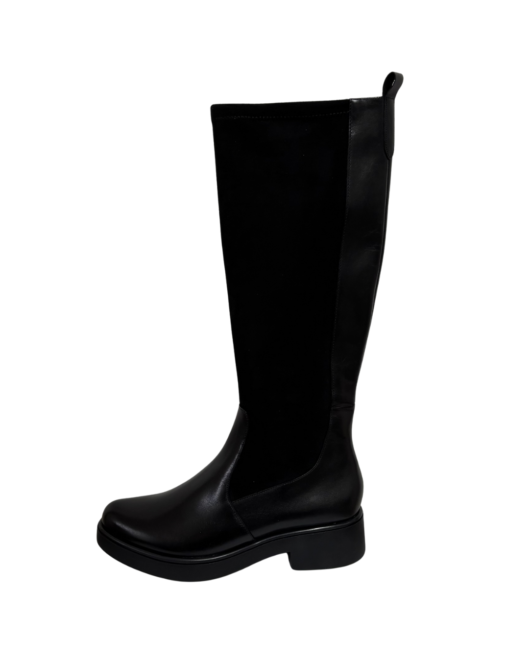 Caprice Black Long Boot with Suede Detail