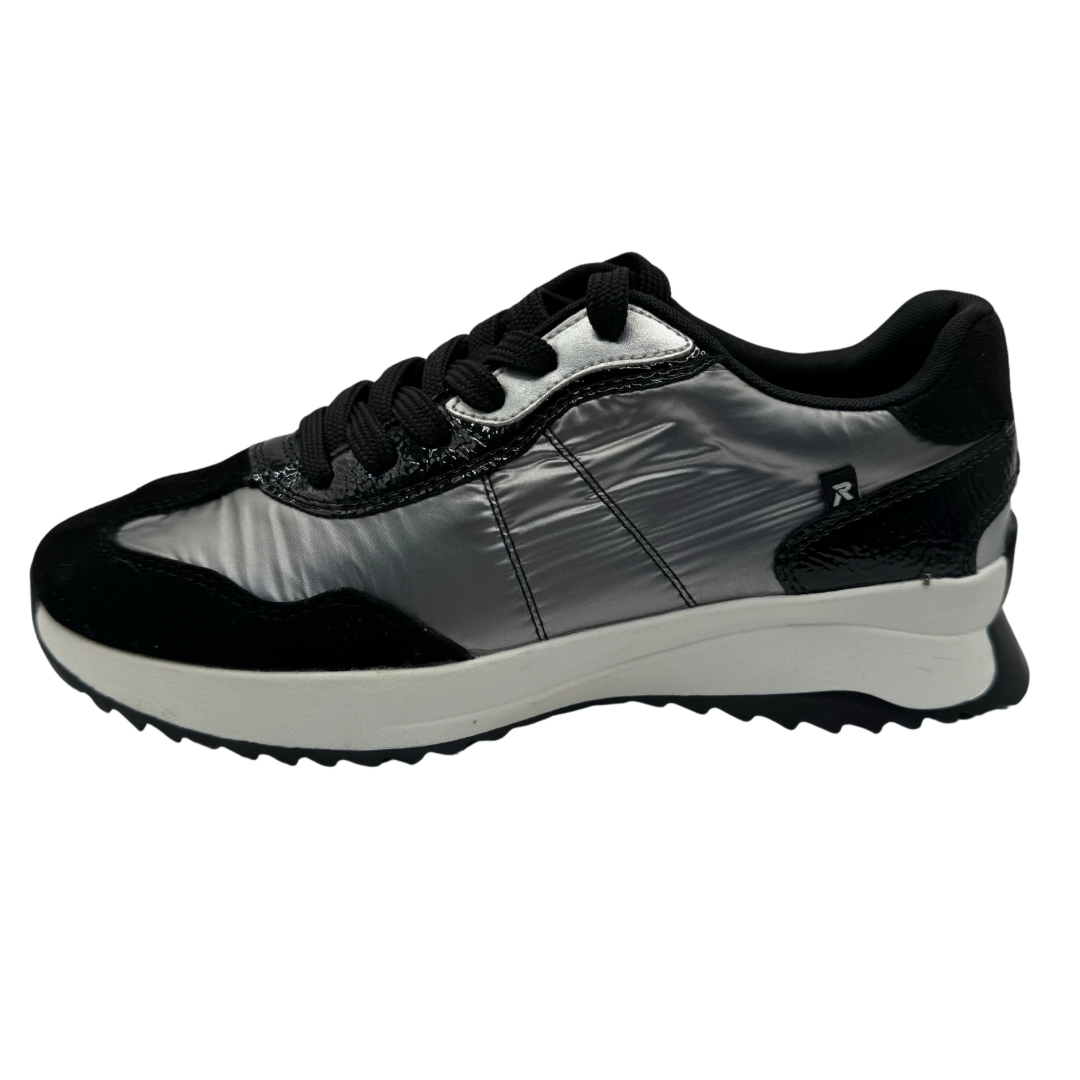 Rieker Silver Metallic Trainers with Black Detail