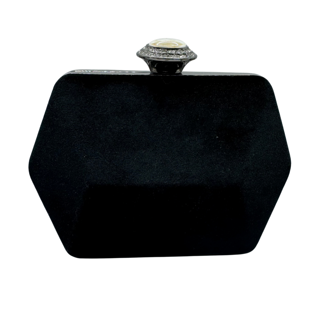 Menbur Black Velvet Clutch Bag