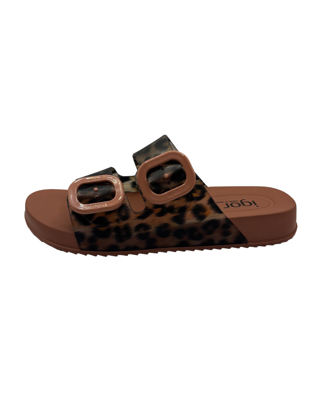 Igor Coral and Black Animal Print Slip on Sandals