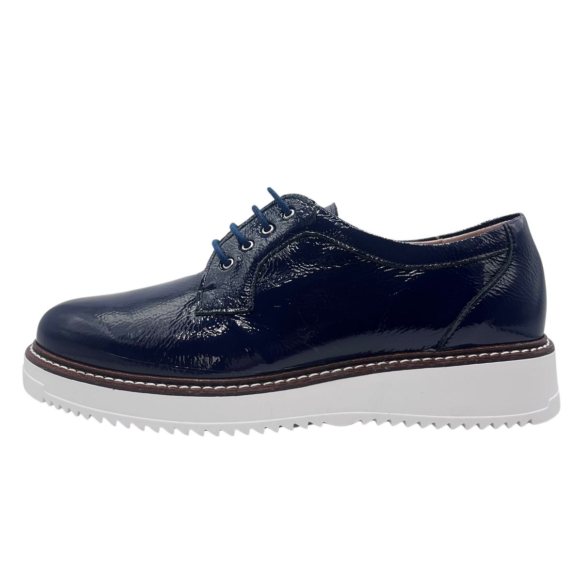 Pitillos Navy Leather Patent Brogues