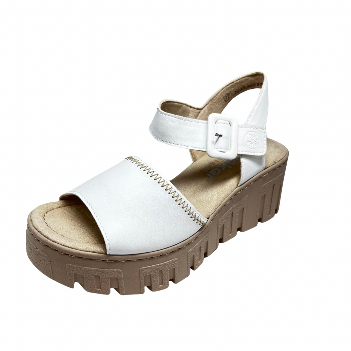 Rieker White and Beige Wedged Sandal