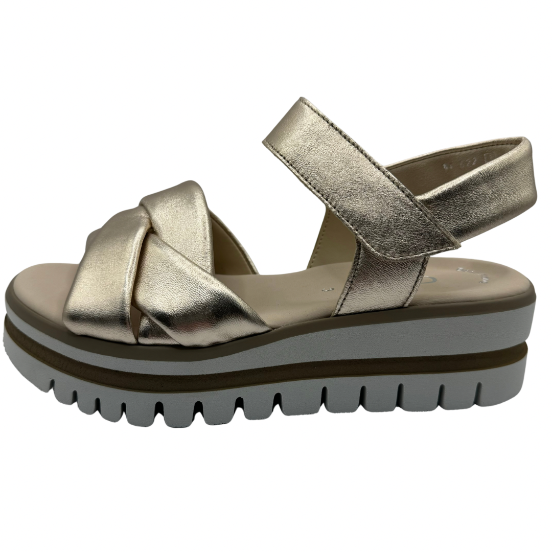 Gabor Rose Gold Leather Cross Over Sandals