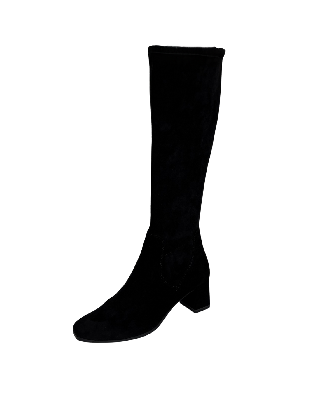 Caprice Back Suede Stretch Long Boot with Suede Block Heel