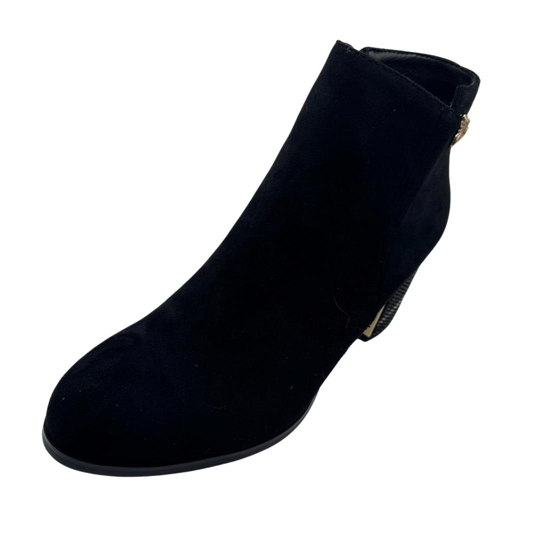 Kate Appleby Black Suede Heeled Boots with Diamanté Heel