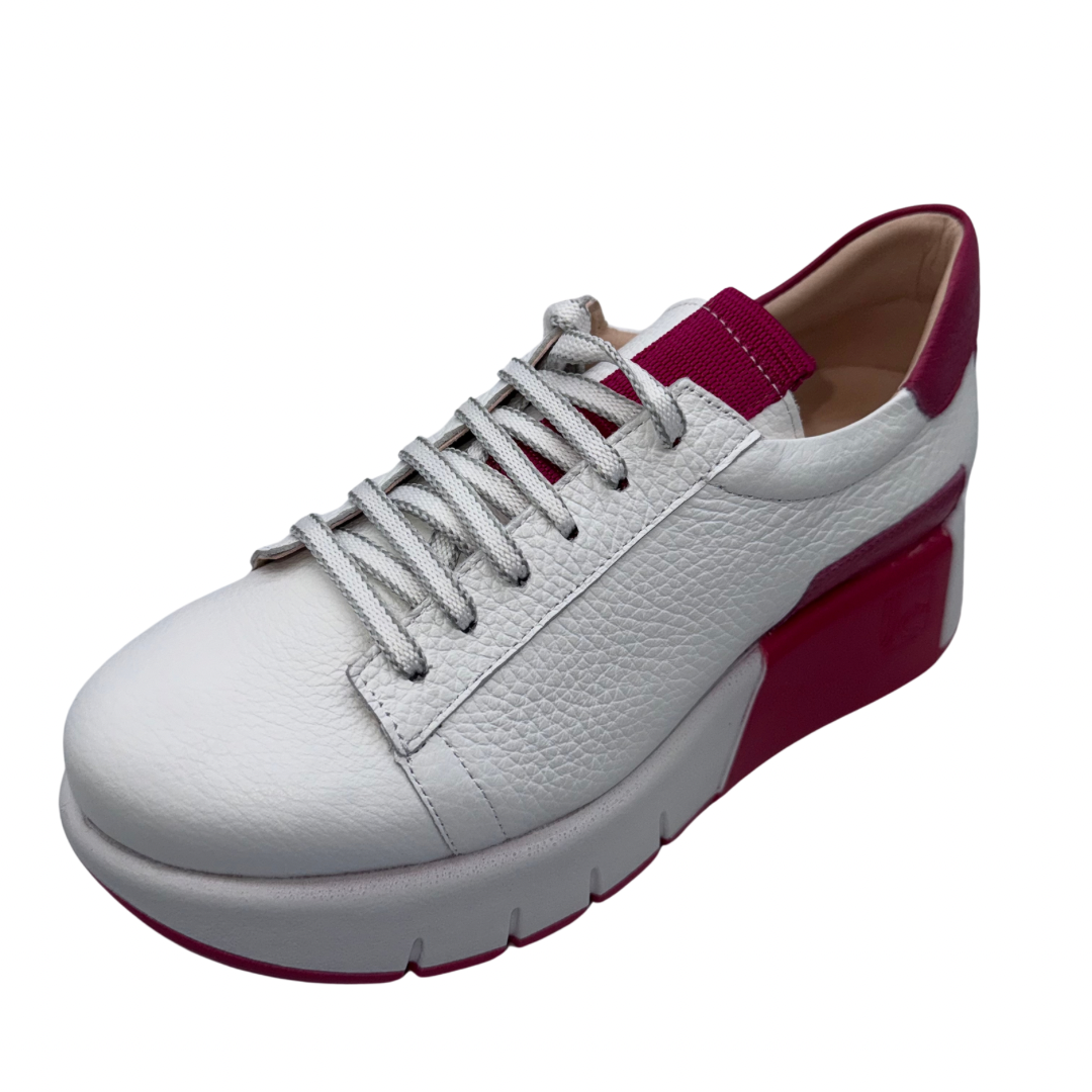 Jose Saenz White and Pink Leather Chunky Sole Trainers