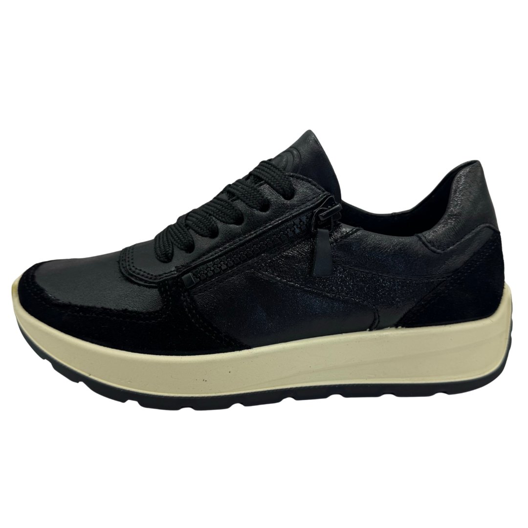 Ara Black Trainers with Shimmer Detail