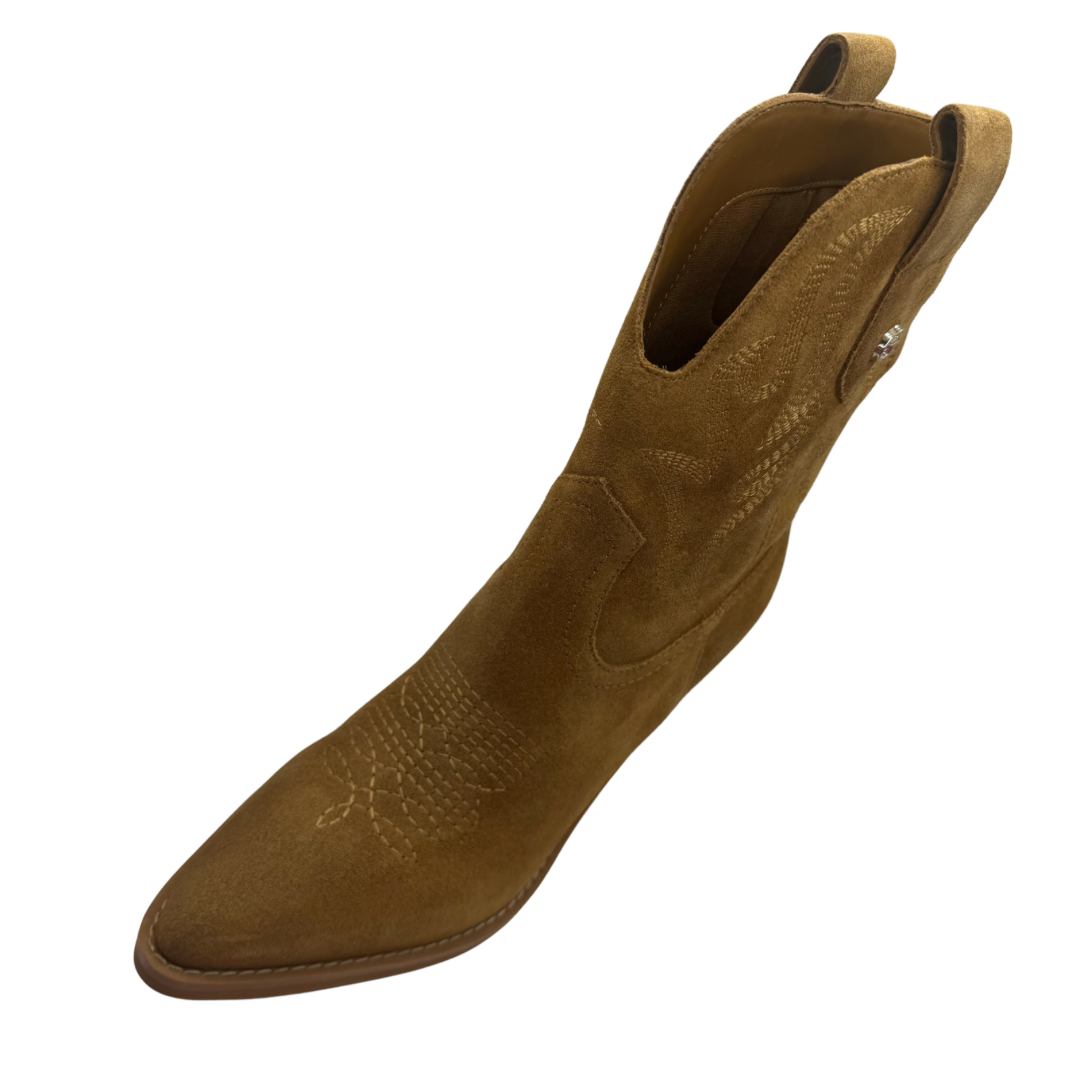 Guess Tan Block Heel Cowboy Boots