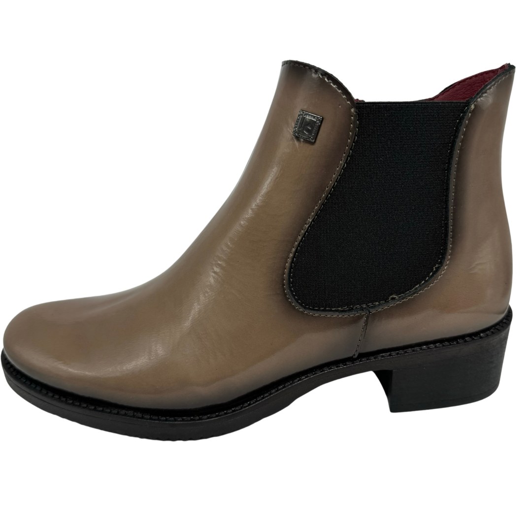 Jose Saenz Taupe Patent Ankle Boots