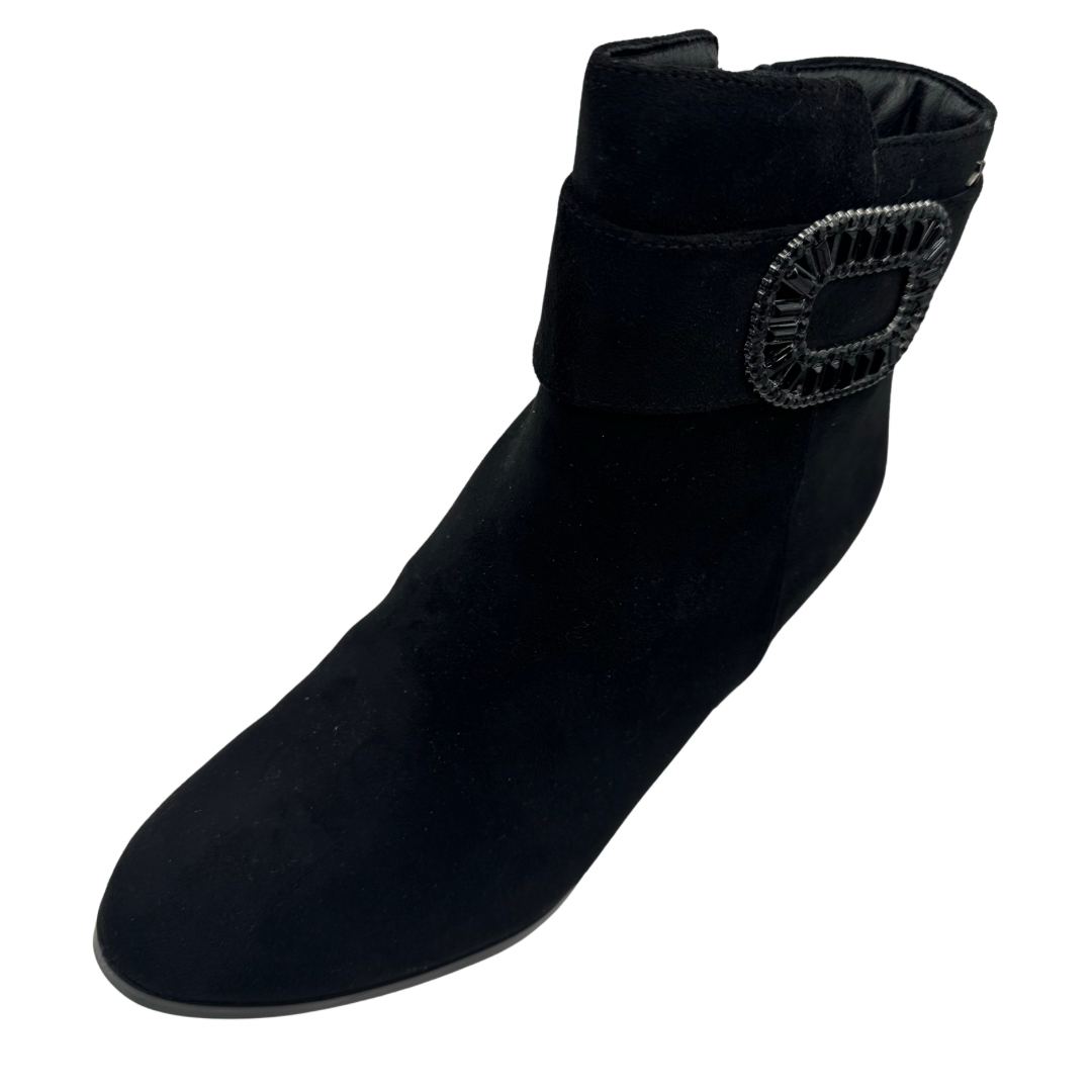 Kate Appleby Black Suede Heeled Boots with Jewel Detail
