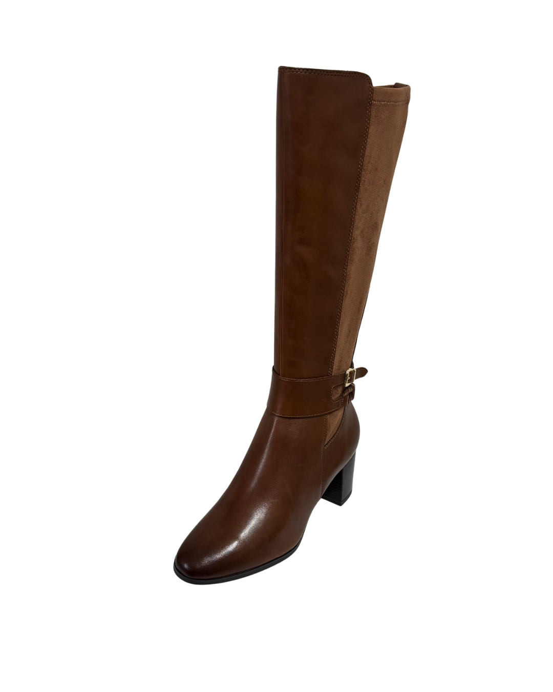 Caprice Brown Long Boots with Block Heel