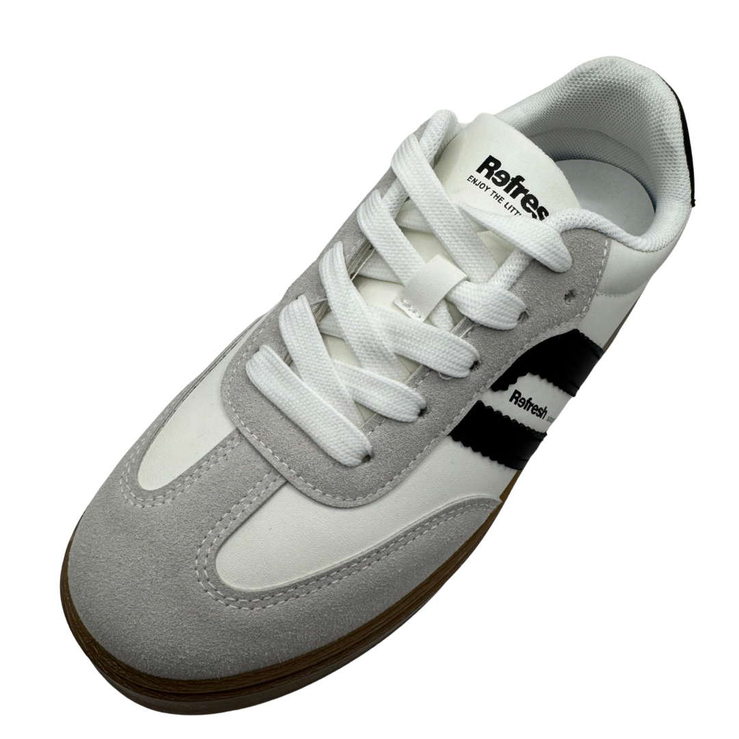 Refresh White Platform Trainers with Black Detail