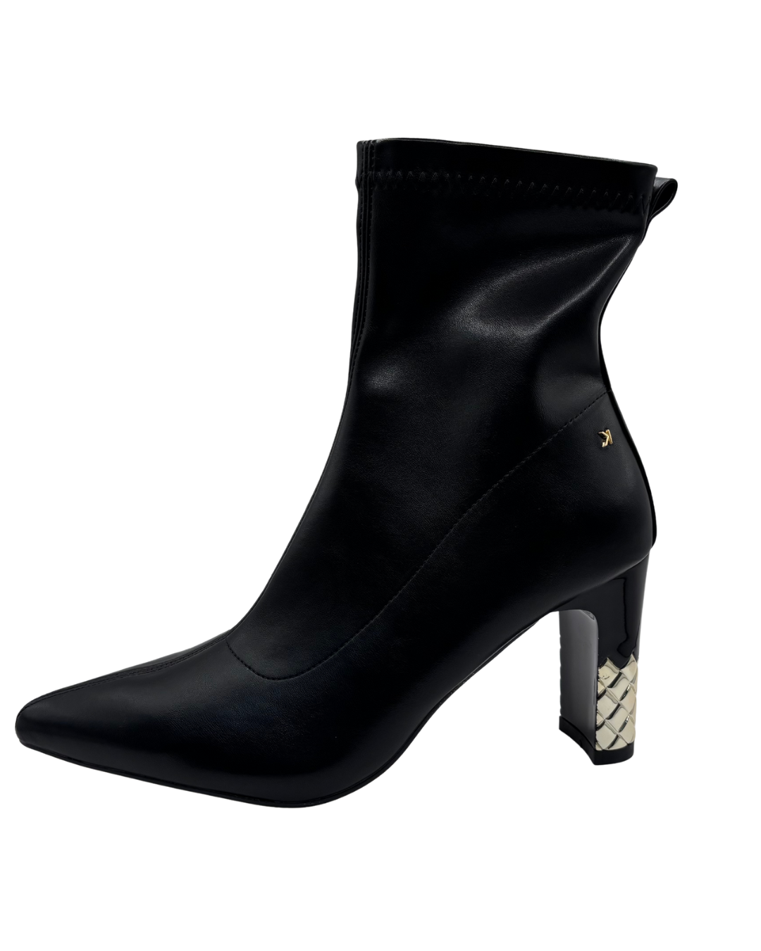 Kate Appleby Patent Black Heeled Boot with Gold Heel