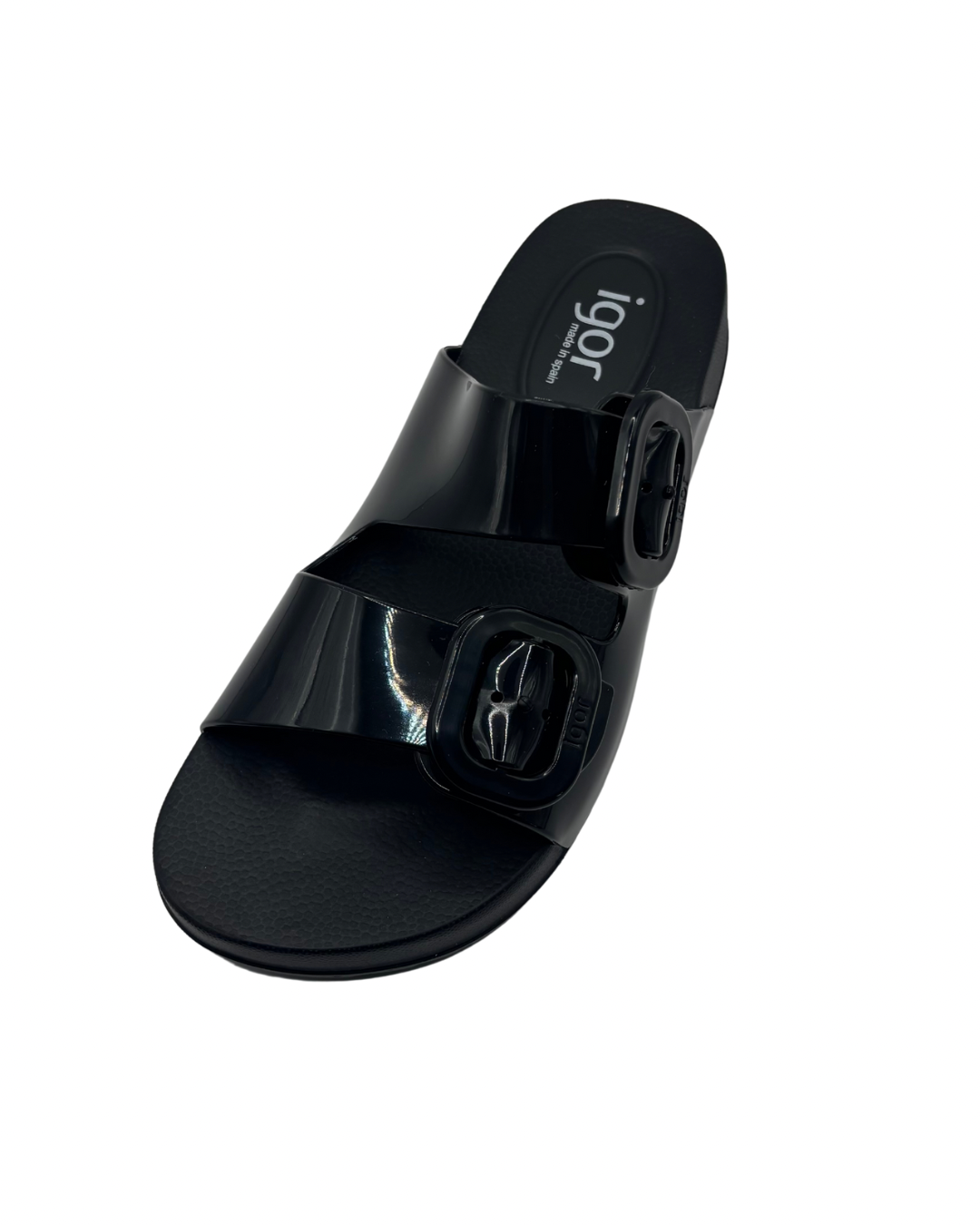 Igor Black Slip on Sandals with Buckle