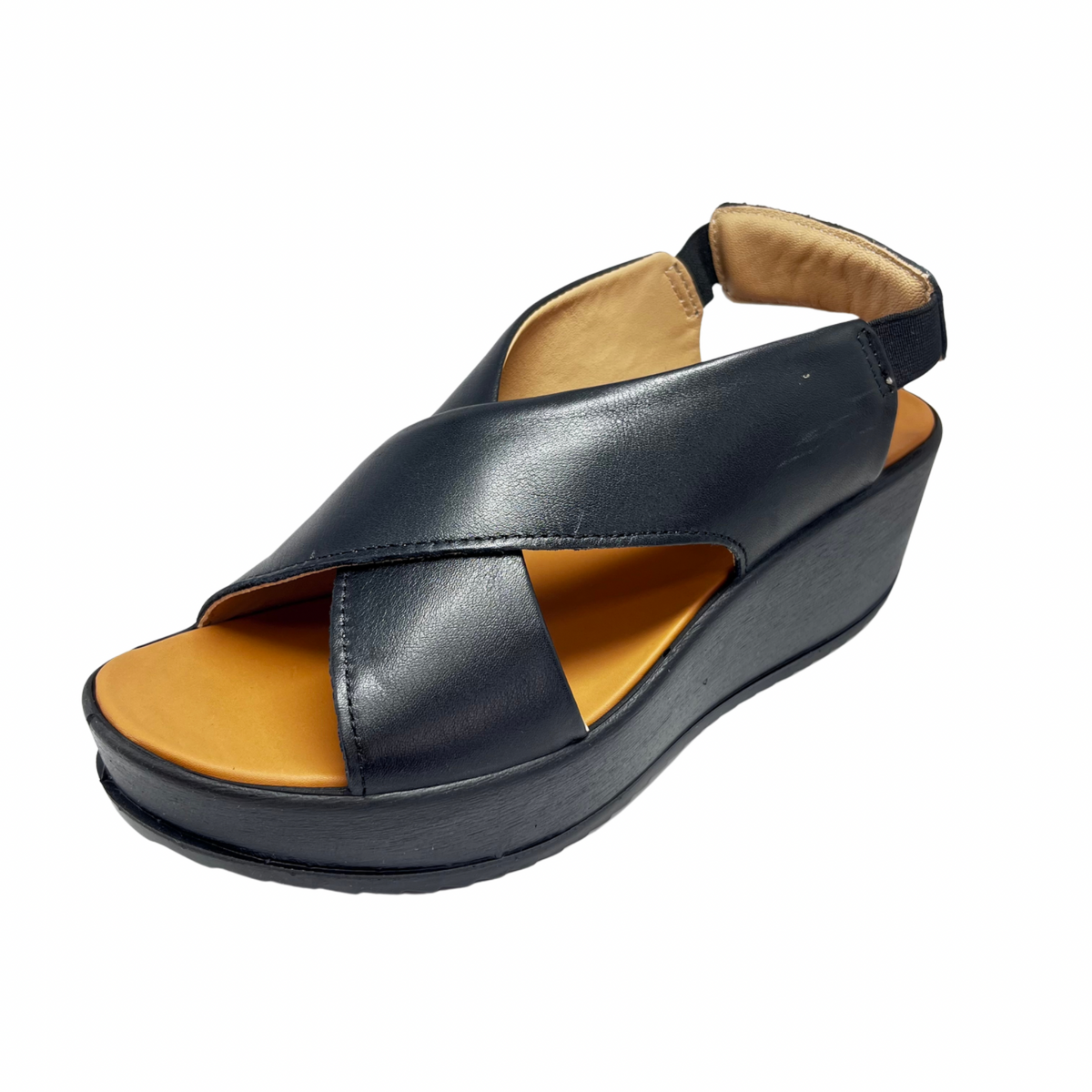 Igi &amp; Co Black Wedge Leather Sandal