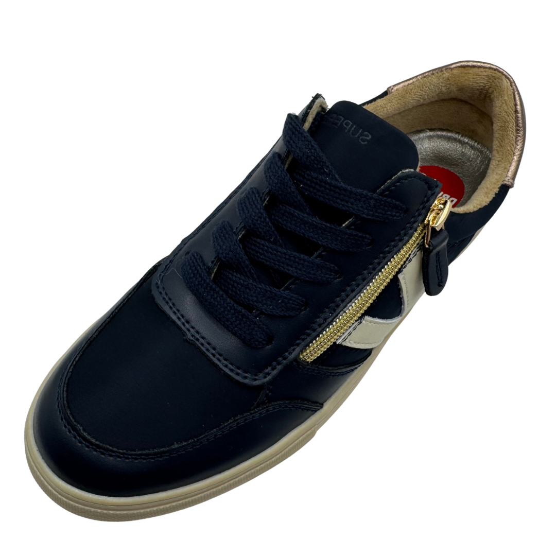 Drilleys Navy &amp; Cream Platform Trainers